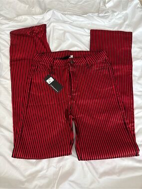 Red & Black Striped  Pants